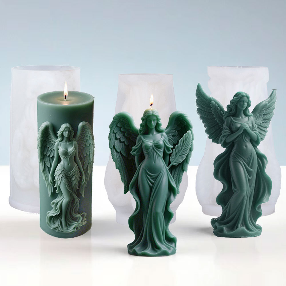 Candle Making Ingredients - ปีกเทพธิดาเทียนหอมซิลิโคนแม่พิมพ์ DIY Prayer Angel ประติมากรรมยิปซั่มเรซินแม่พิมพ์ผู้หญิงเทียนทําอุปกรณ์ตกแต่งบ้าน