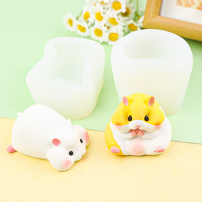 Candle Mold Silicone - DIY น่ารักหนูแฮมสเตอร์แม่พิมพ์พุดดิ้งช็อกโกแลต Mousse เค้กเบเกอรี่เครื่องมือยิปซั่มเทียนแม่พิมพ์ตกแต่งบ้านเครื่องประดับ DROP กาวแม่พิมพ์