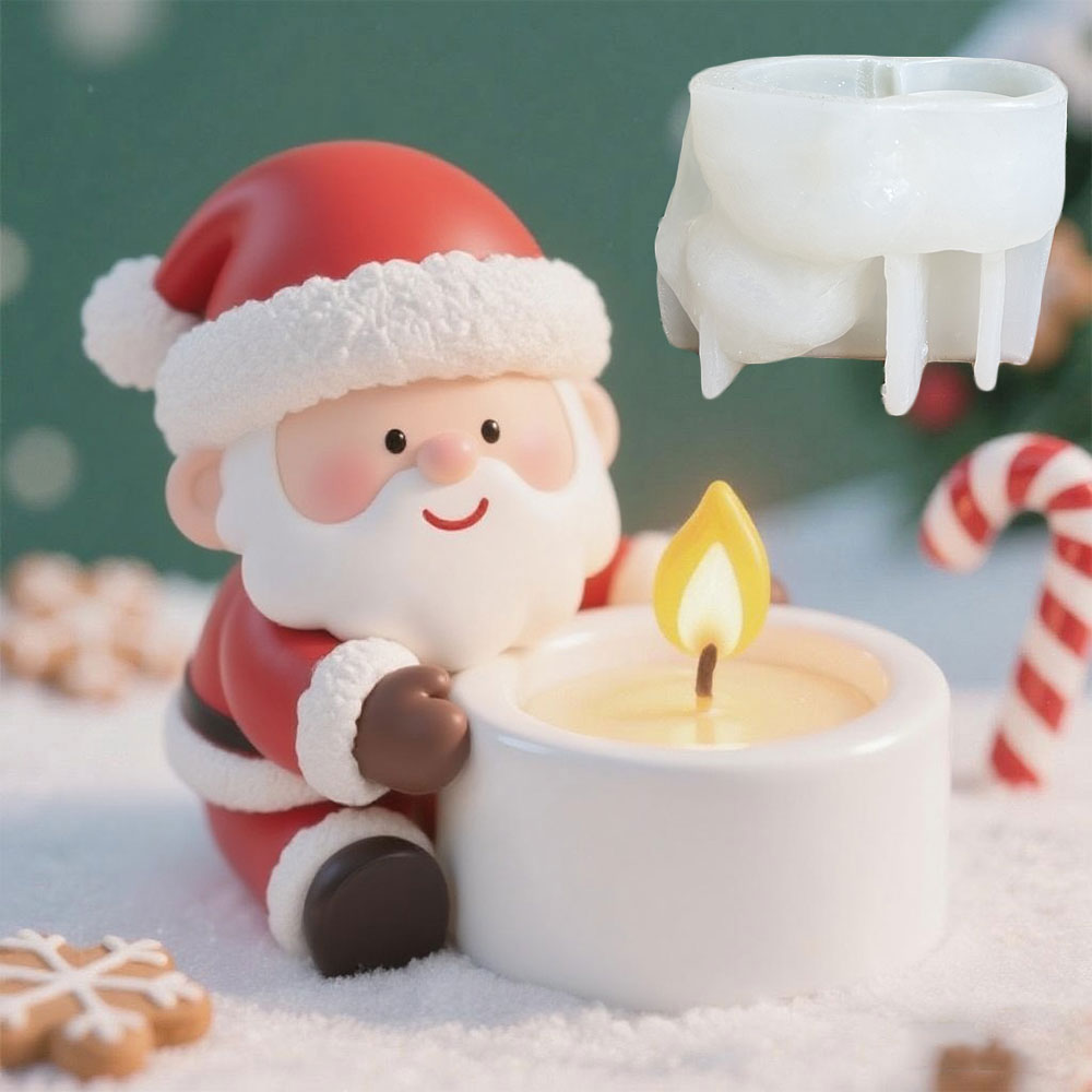 Xmas Candle Making - แม่พิมพ์ซิลิโคนทำเชิงเทียนซานตาคลอส DIY น่ารัก รูปคนแคระ สำหรับทำเชิงเทียนจากปูนปลาสเตอร์ เรซิ่น