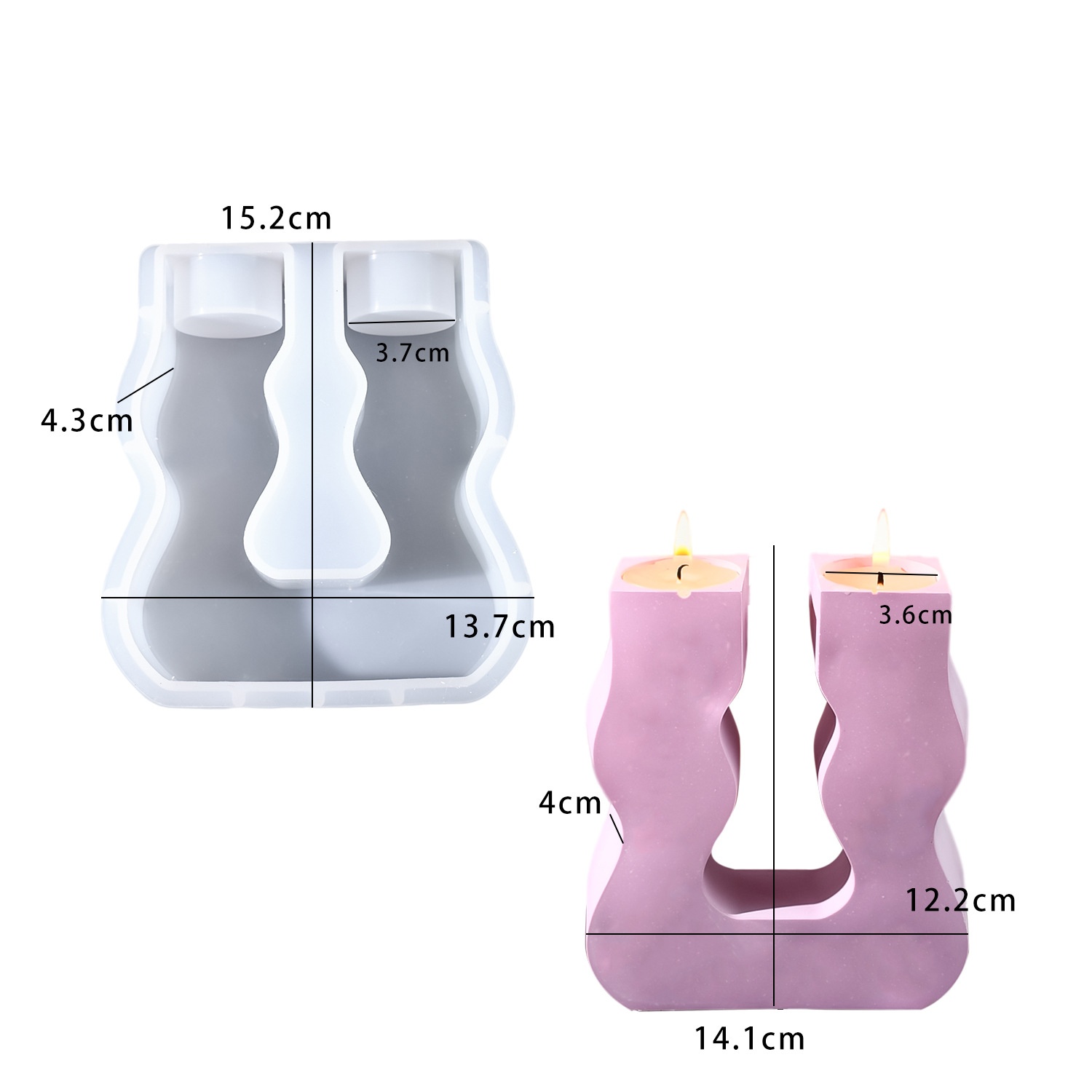 Candle Mold Silicone - แม่พิมพ์เรซิ่นอีพ็อกซี่ DIY รูปทรงตัว U สำหรับทำเชิงเทียนซิลิโคน ใช้กับปูนปลาสเตอร์สำหรับตกแต่งเทียน