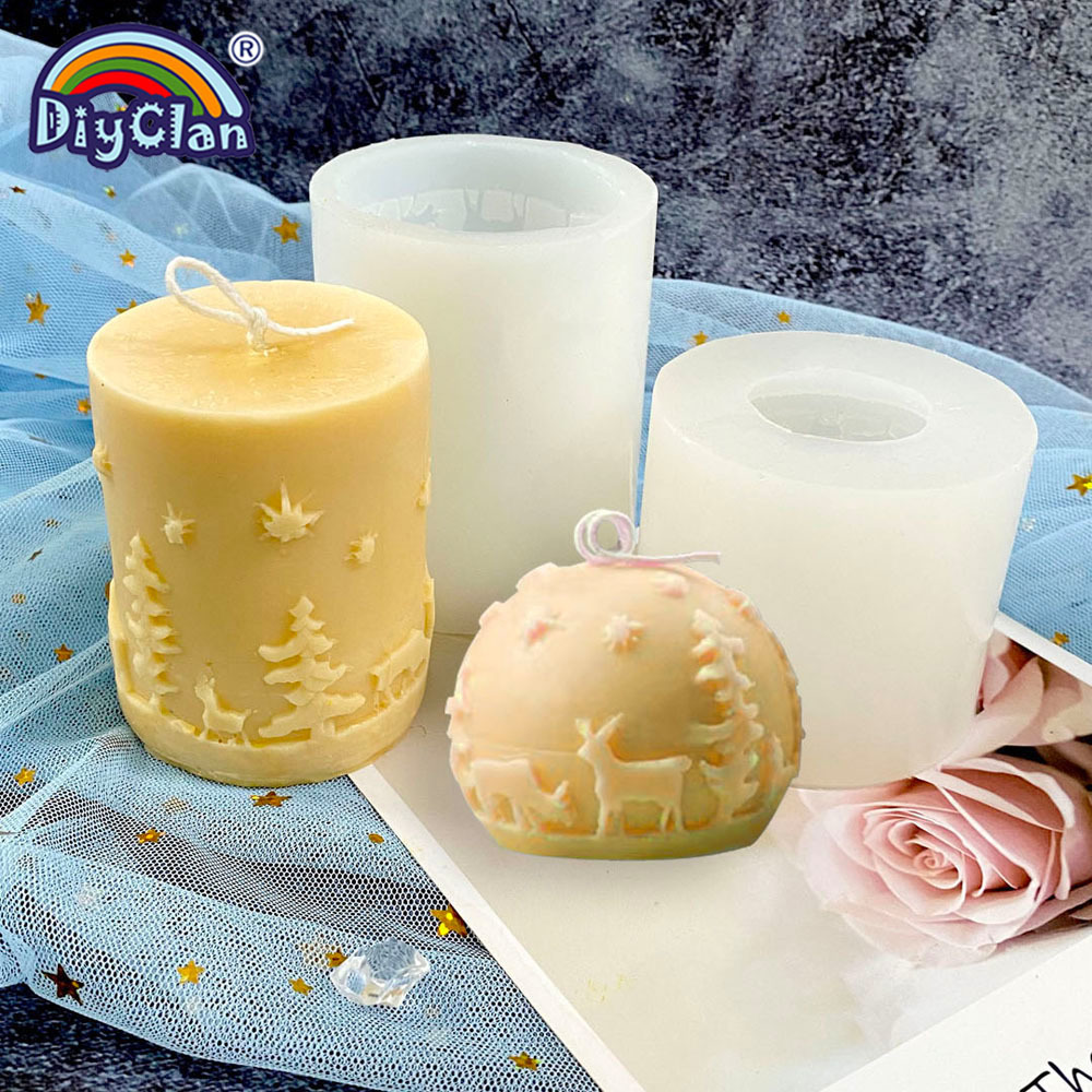 Xmas Candle Making - เทียนคริสต์มาสทําแม่พิมพ์อีพ็อกซี่ซิลิโคนสบู่เทียนรูปร่างแม่พิมพ์ Handmade Xmas Silikon สําหรับยิปซั่มปูนปลาสเตอร์ DIY