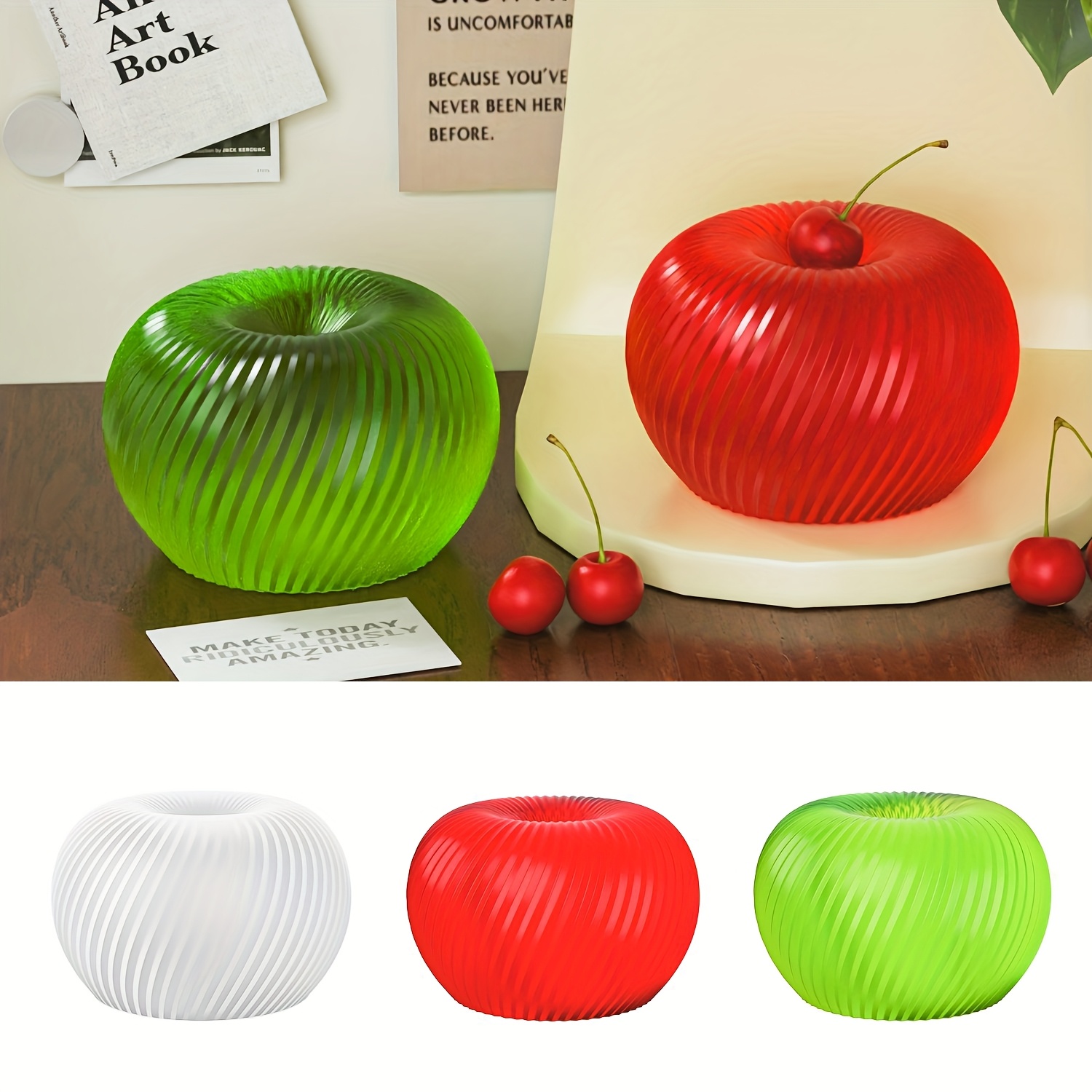 Candle Mold Silicone - แม่พิมพ์ซิลิโคนรูปแอปเปิ้ลสีแดงสุดอินเทรนด์ เหมาะสำหรับทำสบู่ เทียน และงานปั้นดินปูน ทำความสะอาดง่าย