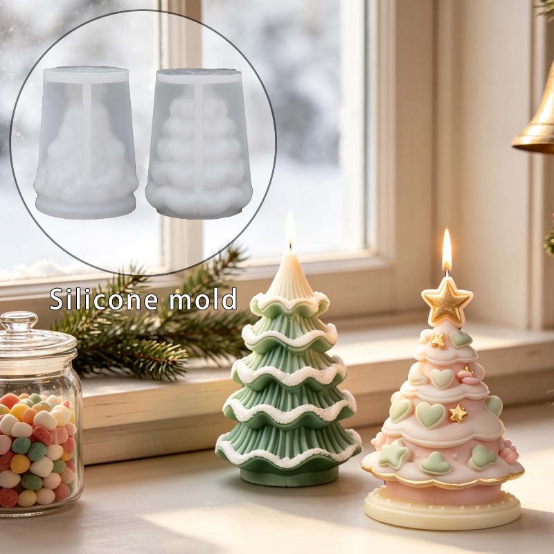 Xmas Candle Making - แม่พิมพ์ซิลิโคนต้นคริสต์มาส DIY สำหรับตกแต่งเทียนหอม: งานฝีมือเรซินสบู่ 3D สำหรับทำของขวัญคริสต์มาส