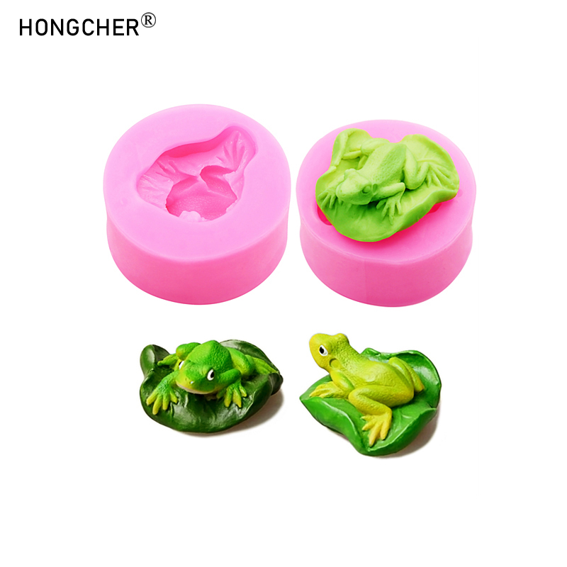 Candle Mold Silicone - Lotus Leaf กบเรซิ่น Micro Landscape ตกแต่งหยดแม่พิมพ์พลาสเตอร์