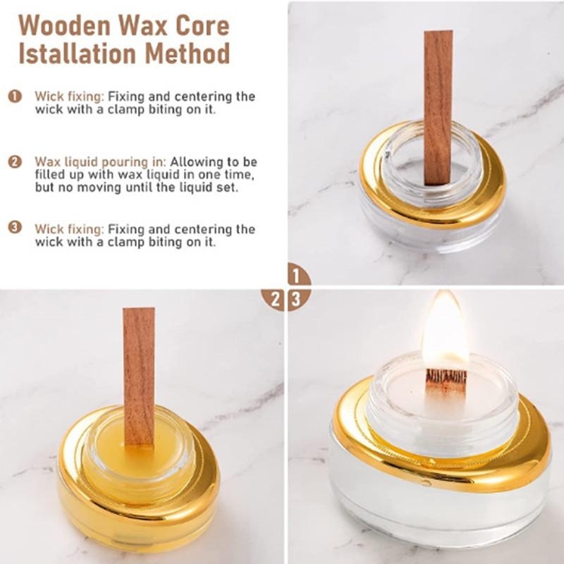40 ชิ้นเทียนไม้ชุดพร้อมฐานคลิป - Wood Wick Crackle บทวิจารณ์และราคา