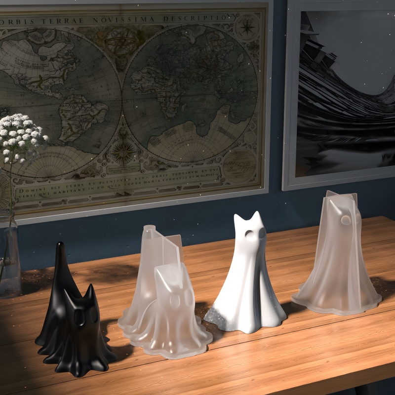 Ghost Cat ฮาโลวีนเดสก์ท็อปเครื - Candle Making Ideas บทวิจารณ์และราคา