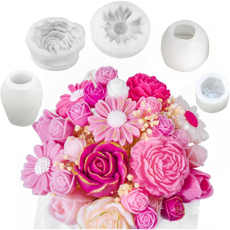 ชุดแม่พิมพ์เทียนรูปดอกไม้ 5 ชิ - Candle Making Ingredients บทวิจารณ์และราคา