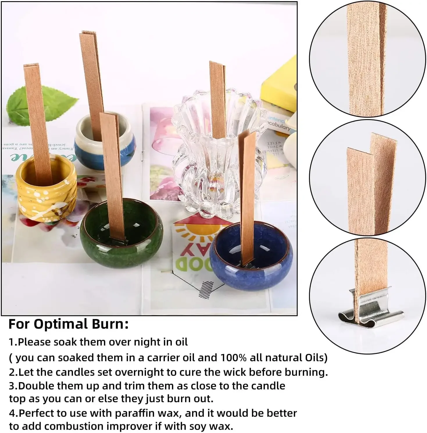 ไส้เทียนไม้ 1-5 ถุง พร้อมฐานโล - Wood Wick Crackle บทวิจารณ์และราคา